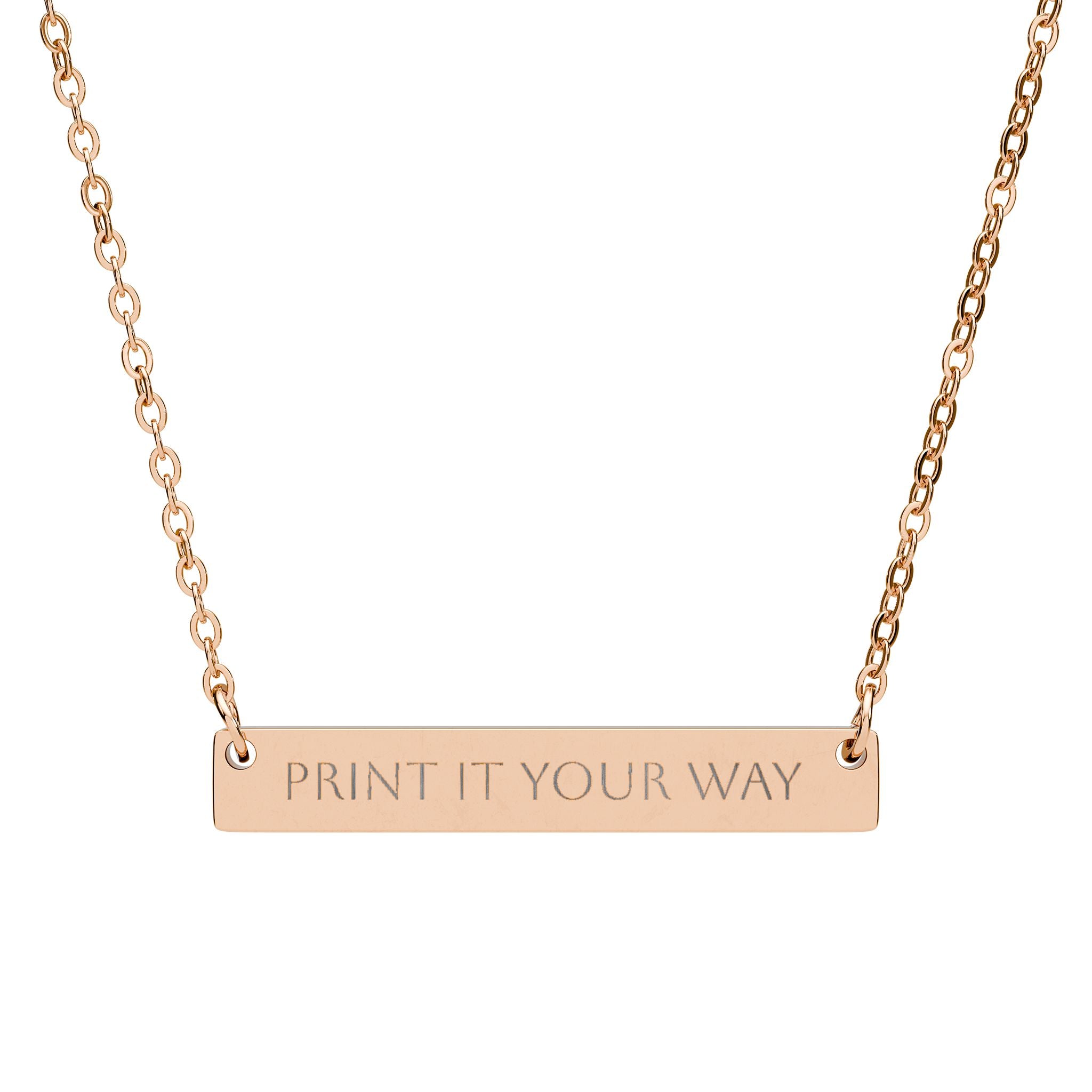 Engravable Horizontal Bar Necklace — Custom Text Personalized Pendant