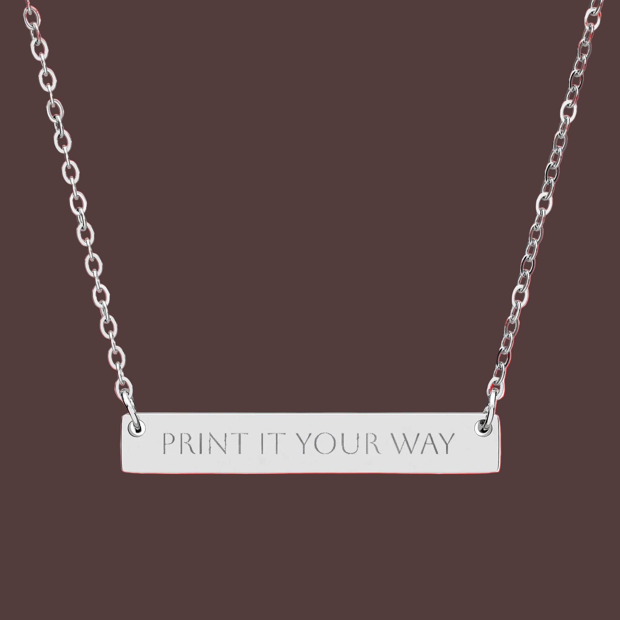 Engravable Horizontal Bar Necklace — Custom Text Personalized Pendant