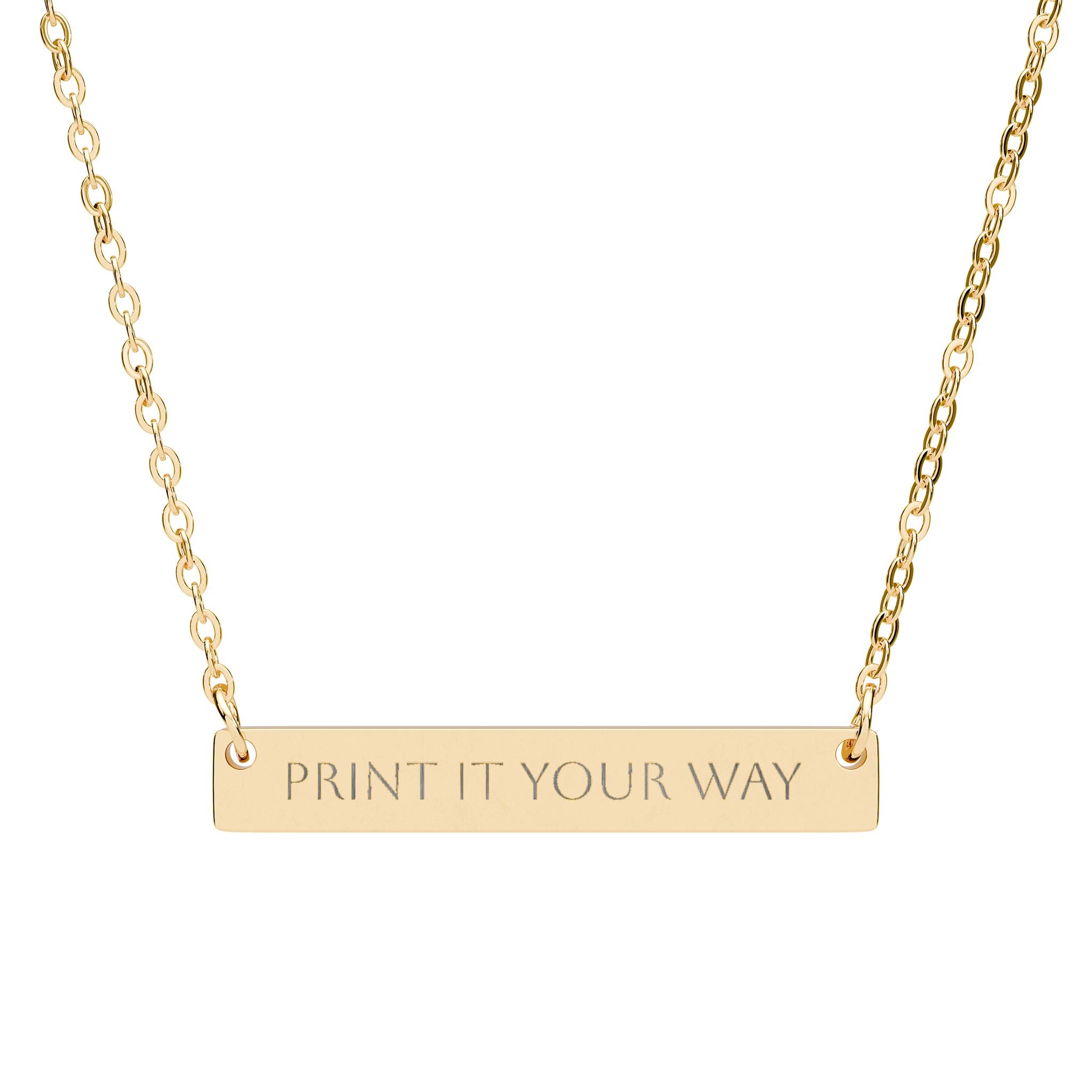 Engravable Horizontal Bar Necklace — Custom Text Personalized Pendant