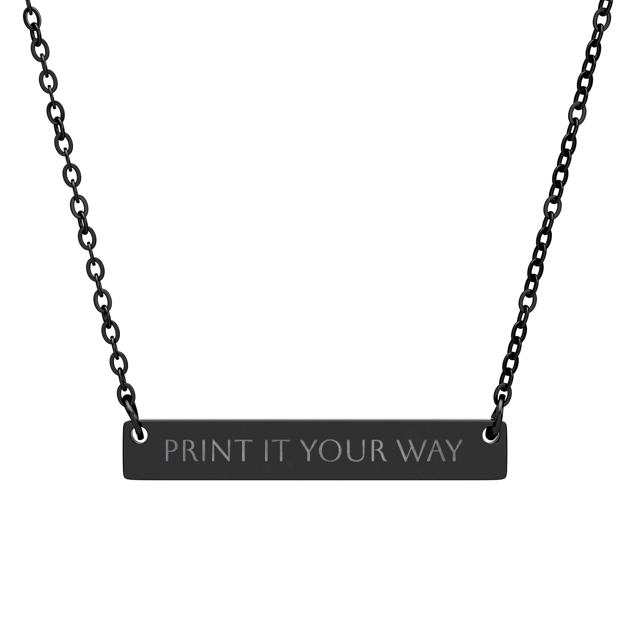 Engravable Horizontal Bar Necklace — Custom Text Personalized Pendant