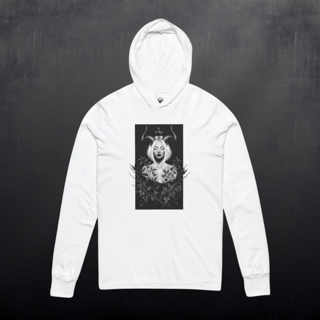 Lilith in the Garden Hooded Long Sleeve Shirt